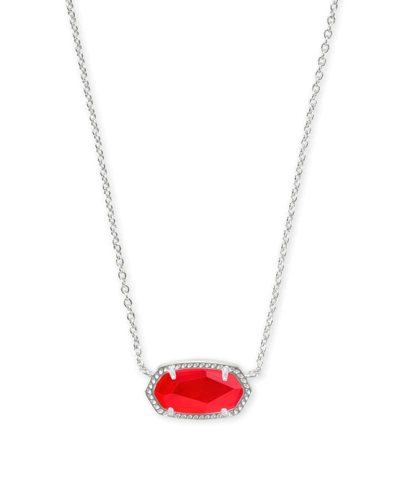 Kendra Scott قلادة كندرا سكوت إليسا للنساء، مجوهرات عصرية، مطلية بالروديوم، وهم أحمر - Image 1