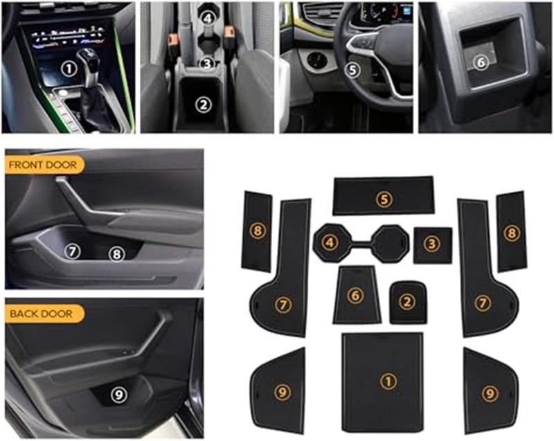 QASULER Non-Slip Rubber Mat Set for VW Taigo/Nivus - Image 2