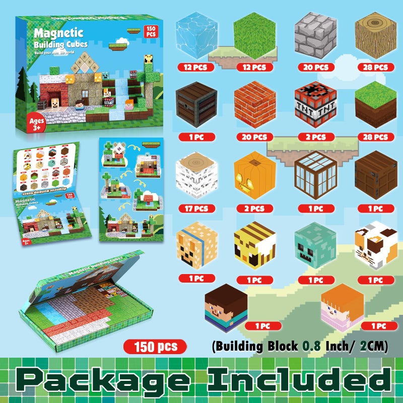 GraceDuck Magnetic Blocks - 150 PCS Build Magnetic Windmill Falls Homes - Magnetics Toys for Montessori Toddler Christmas Birthday Gifts - STEM Sensory Toys for 3 4 5 6 7 8 9 10 Year Old Boys & Girls - Image 2