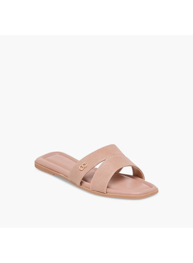 سيليست Women's Textured Slip-On Flat Sandals