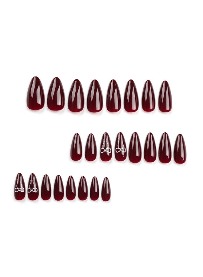 Kanza 24Pcs Press on Nails, False Nails, Fake Nails Set for Women Girls Nail Art Accessories, Press On Nail with Glue Stickers for Easy Apply, Stick On Fingernails Set - Image 2