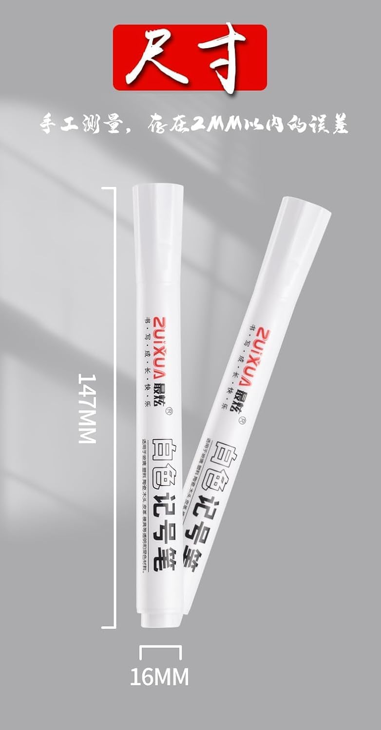 ARROLLIANT White Permanent Marker Pens Set (3 Pack), Oil-Based, Waterproof Ink for Tire, Plastic, Glass, Metal, Wood, Paper & Fabric – Quick-Dry, Fade-Resistant Art Brush Pen - Image 4