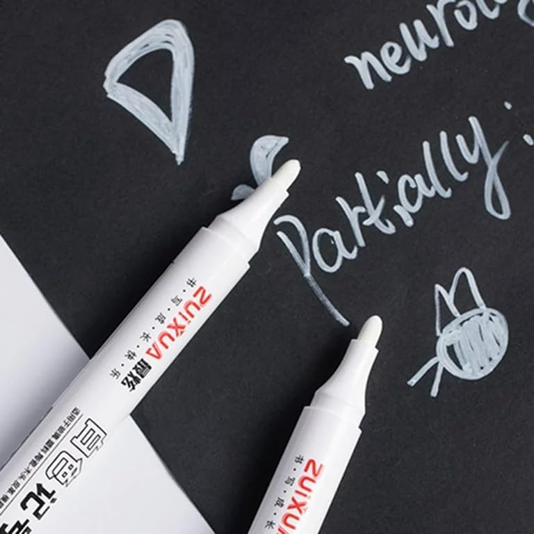 ARROLLIANT White Permanent Marker Pens Set (3 Pack), Oil-Based, Waterproof Ink for Tire, Plastic, Glass, Metal, Wood, Paper & Fabric – Quick-Dry, Fade-Resistant Art Brush Pen - Image 2