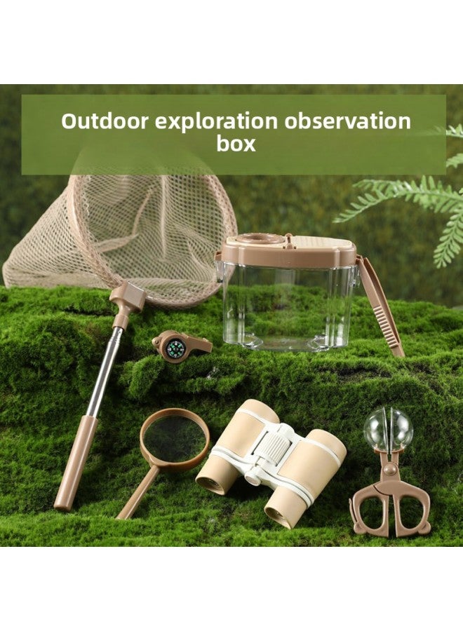 Outdoor Exploration Magnifier Children Insect Collector Collection Box Capture Tool erfly Net Cage Insect Observation Box-Specifications:Metal Mesh Bag Coffee Color 【retractable】  - Image 2