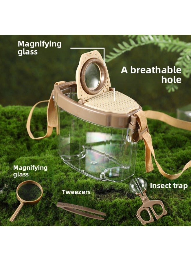 Outdoor Exploration Magnifier Children Insect Collector Collection Box Capture Tool erfly Net Cage Insect Observation Box-Specifications:Metal Mesh Bag Coffee Color 【retractable】  - Image 4