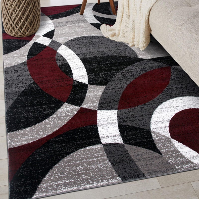 Rugshop Contemporary Abstract Circles Perfect for high Traffic Areas of Your Living Room,Bedroom,Home Office,Kitchen Area Rug 3'3" x 5' Red - Image 1