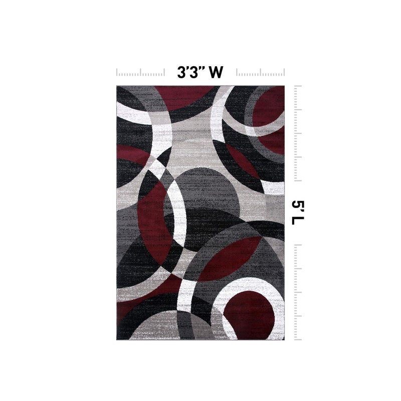 Rugshop Contemporary Abstract Circles Perfect for high Traffic Areas of Your Living Room,Bedroom,Home Office,Kitchen Area Rug 3'3" x 5' Red - Image 2