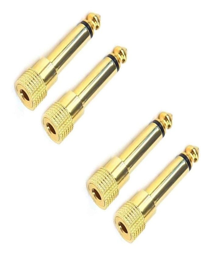 JING 1/4'' to 3.5mm Mono Adapter, 6.35mm (1/4'') TS Male Plug to 3.5mm (1/8'') Stereo Female Audio Adaptor Audio Connector Golden - (4 Pcs) - Image 1