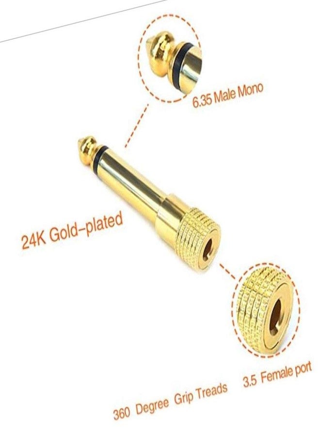 JING 1/4'' to 3.5mm Mono Adapter, 6.35mm (1/4'') TS Male Plug to 3.5mm (1/8'') Stereo Female Audio Adaptor Audio Connector Golden - (4 Pcs) - Image 2