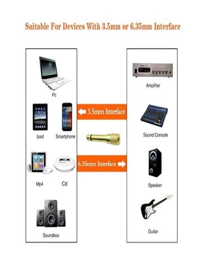 JING 1/4'' to 3.5mm Mono Adapter, 6.35mm (1/4'') TS Male Plug to 3.5mm (1/8'') Stereo Female Audio Adaptor Audio Connector Golden - (4 Pcs) - Image 4