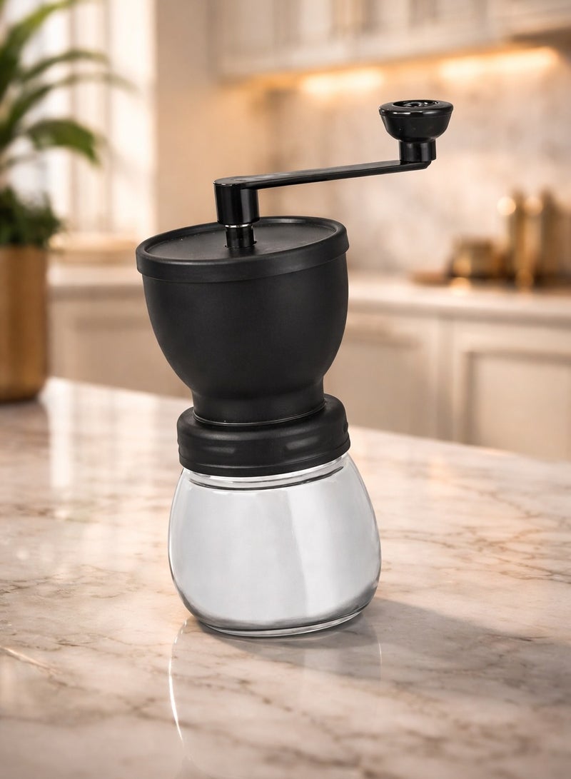 Hand Coffee Grinder, Handheld Adjustable Coarseness Ceramic Mill Grinder for Bean Spices with Transparent Storage Jar for Office, Cafe, Kitchen, Picnic, Holiday Gifts, Black - Image 1