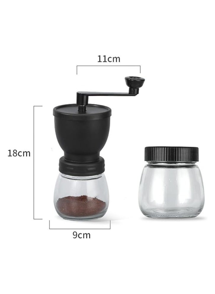 Hand Coffee Grinder, Handheld Adjustable Coarseness Ceramic Mill Grinder for Bean Spices with Transparent Storage Jar for Office, Cafe, Kitchen, Picnic, Holiday Gifts, Black  - Image 1