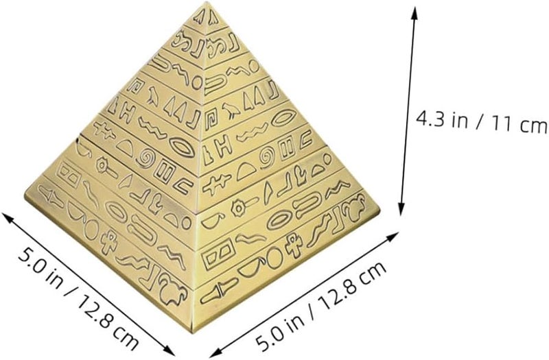 Windproof Metal Pyramid Ashtray with Antiscatter Lid Vintage Decorative Tray for Home Office Patio - Image 3