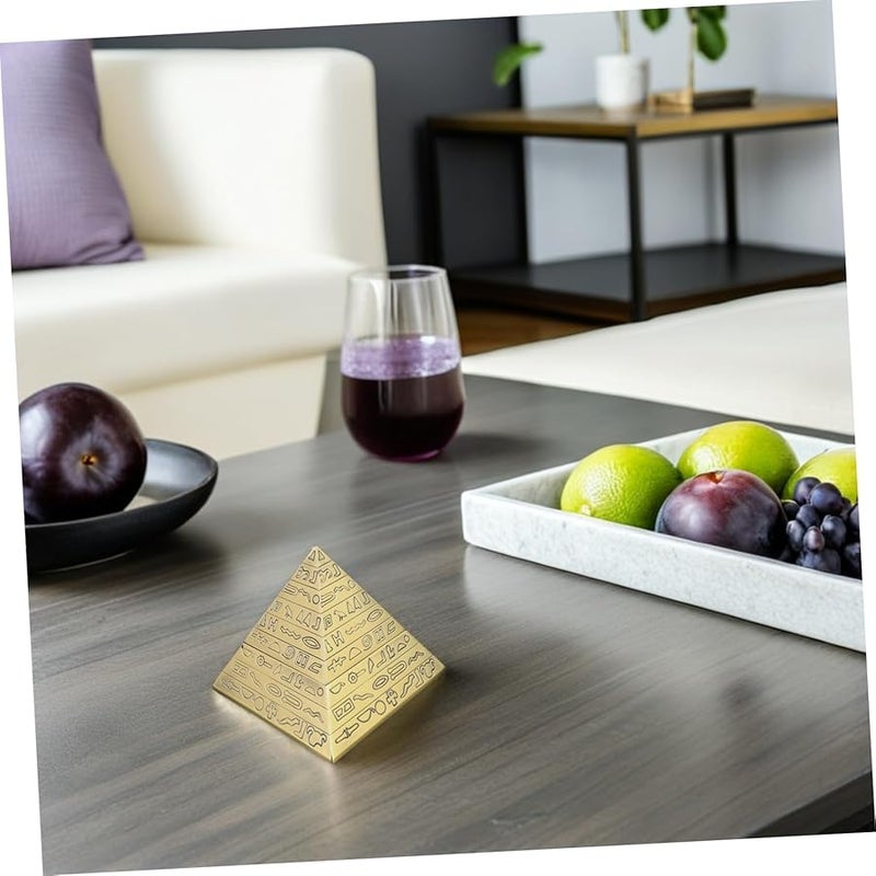 Windproof Metal Pyramid Ashtray with Antiscatter Lid Vintage Decorative Tray for Home Office Patio - Image 5