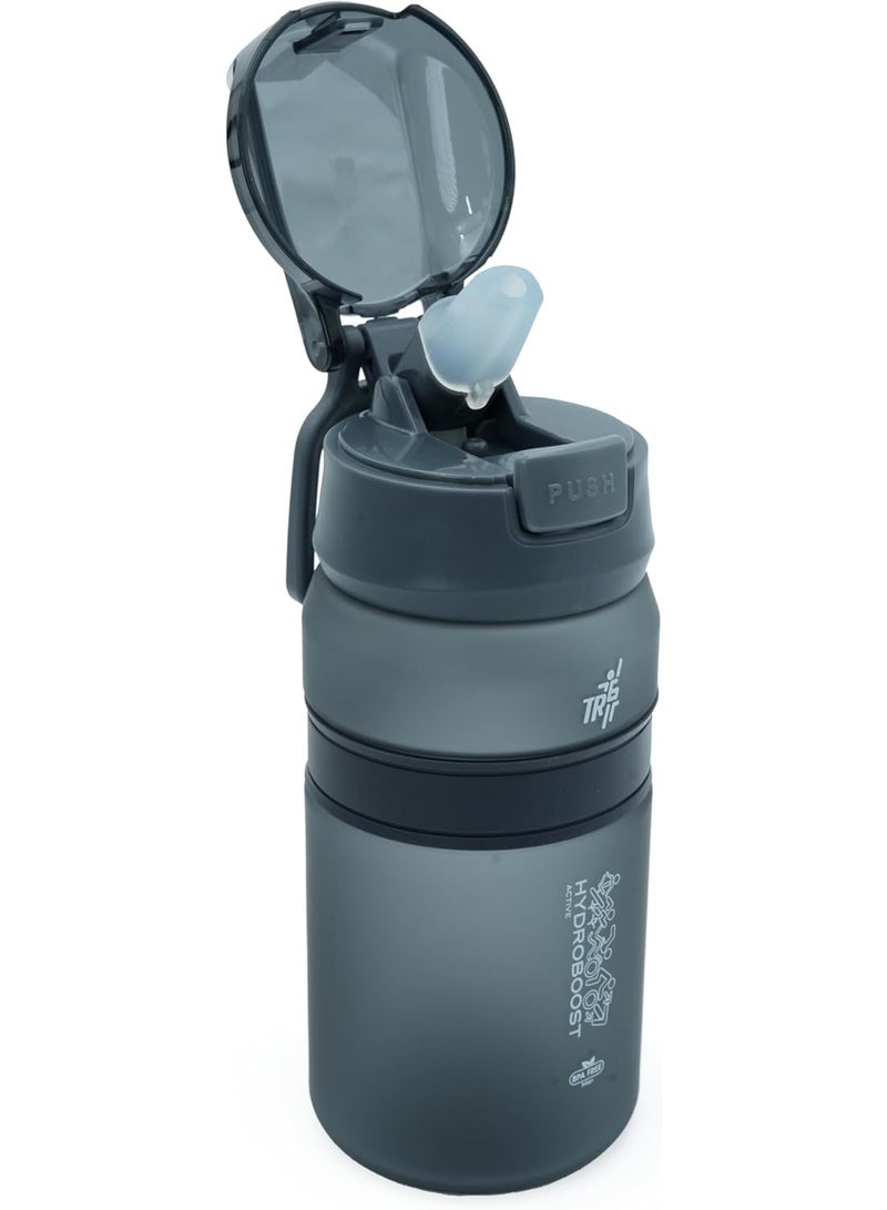 TR6 Hydra Boost Active Frosted 550ml BPA Free Tritan Bottle with  Straw, Lockable Flip Lid Leakproof, Lightweight & Stylish Ideal for Gym, Work, School & Outdoor Use (Black) - Image 2