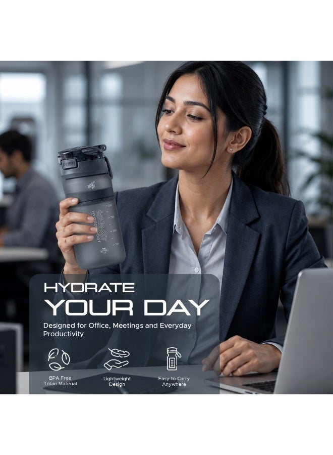 TR6 زجاجة TR6 Hydra Boost Active Frosted سعة 550 مل خالية من مادة BPA مع شفاطة وغطاء قابل للقفل ومضاد للتسرب وخفيفة الوزن وأنيقة ومثالية للصالة الرياضية والعمل والمدرسة والاستخدام في الهواء الطلق (أسود) - Image 5