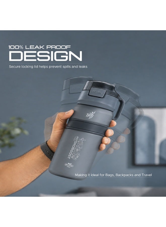 TR6 زجاجة TR6 Hydra Boost Active Frosted سعة 550 مل خالية من مادة BPA مع شفاطة وغطاء قابل للقفل ومضاد للتسرب وخفيفة الوزن وأنيقة ومثالية للصالة الرياضية والعمل والمدرسة والاستخدام في الهواء الطلق (أسود) - Image 2