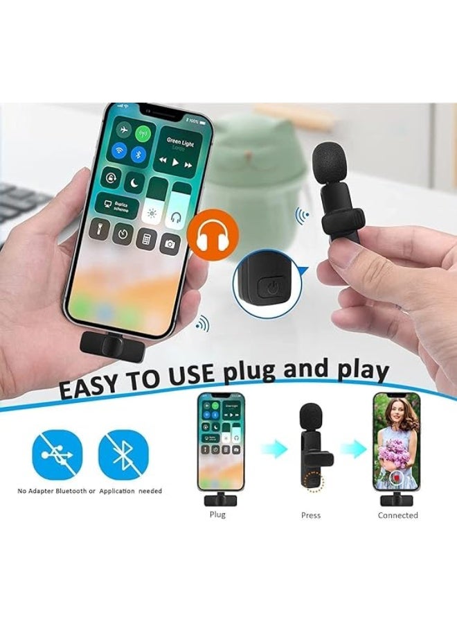 K9 Wireless Dual Microphone , Digital Mini Portable Recording Clip Mic with Receiver for All Type-C Mobile Phones and converter Lightning - Black - Image 3