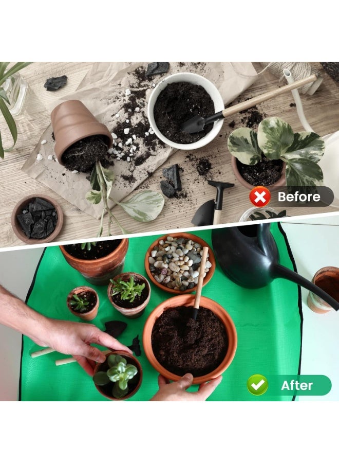 Repotting Mat for Indoor Plant Transplanting and Mess Control, 66 cm x 66 cm Waterproof Potting Succulent Tray Portable Gardening Mat Gift for Plant Lovers - Image 3