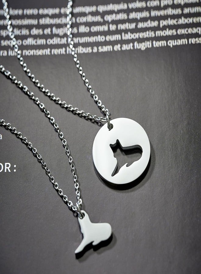 CHENVA Mother Daughter Necklace Set of 2 Elephant/Bear/Duck/Wolf/Dinosaur Matching Necklaces Mother Daughter Gifts Mommy and Me Jewelry (Wolf Necklace Set) - Image 3