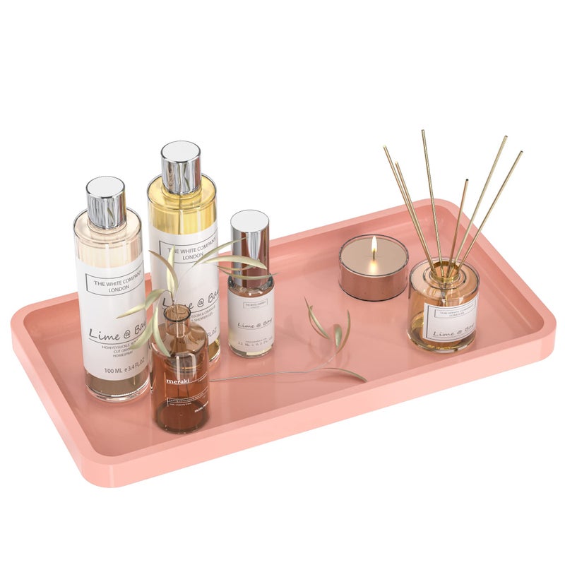 Bathroom Vanity Tray for Countertop  Bamboo Organizer Tray for Dresser Tops Toilet Perfume Small Decorative Tray Wood Tray for Home Decoration 1181 L x 61 W x 079 H Pink