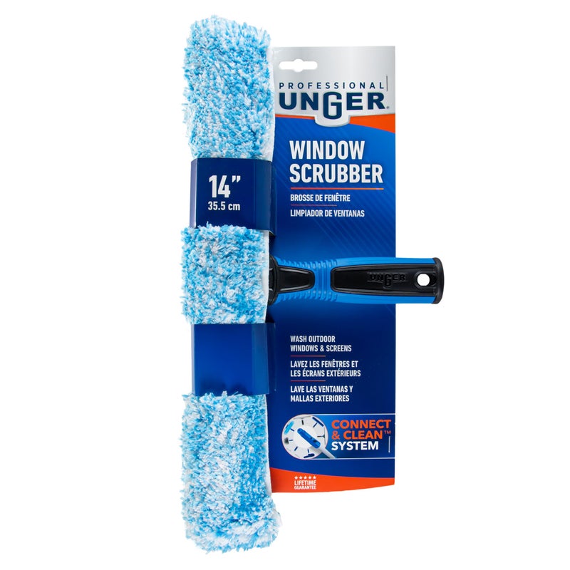 Unger Professional Connect and Clean 14" Window Scrubber Washer for Glass Cleaning, Commercial and Residential Washing, Multipurpose Tool, Gentle on Windows, Reusable Microfiber Sleeve - Image 4