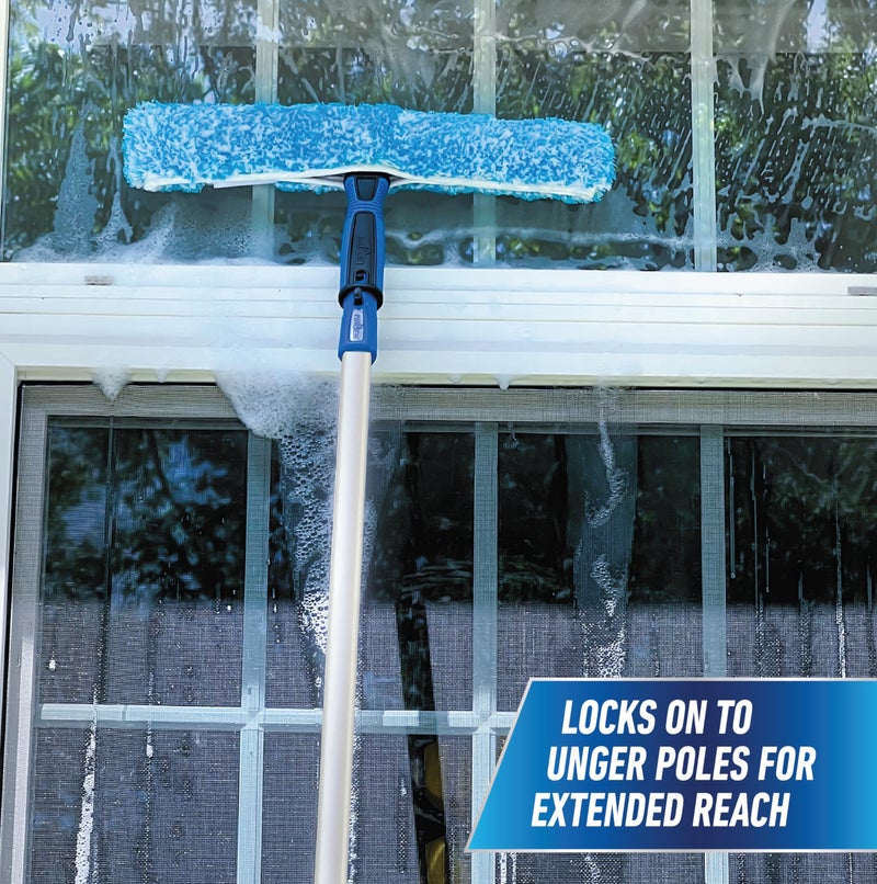 Unger Professional Connect and Clean 14" Window Scrubber Washer for Glass Cleaning, Commercial and Residential Washing, Multipurpose Tool, Gentle on Windows, Reusable Microfiber Sleeve - Image 2