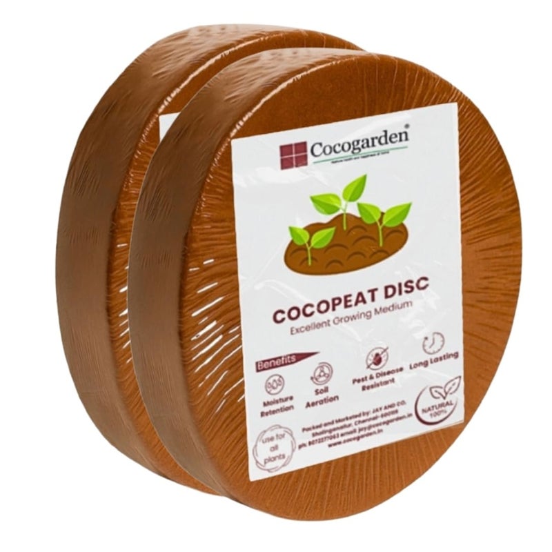 Cocogarden Cocopeat Disc (100 mm, Pack of 2) | for Seedling, Germination, Home Gardening, Potting Soil Mix for Plants, Hydroponics - Image 2