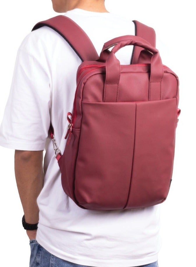 ايه ار سابلاي Ar Hybrid Bag من Arij Bags | شنطة متعددة الاستخدام للجنسين بخامة مقاومة للمياه، 3 طرق للحمل، جيب لابتوب وتابلت، مساحة واسعة للاستخدام اليومي والسفر (40 × 30 × 10 سم) (بورجندي) - Image 2