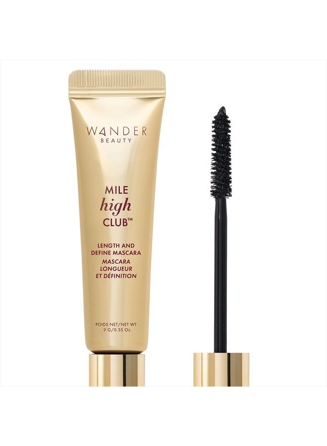 Wander Beauty Mile High Club Length + Define Black Mascara - Lash Lengthening Mascara for Full, Fanned Out Effect - Smudge-Proof Mascara - Trehalose, Castor Oil + Peach Leaf Conditions & Strengthens - Image 1
