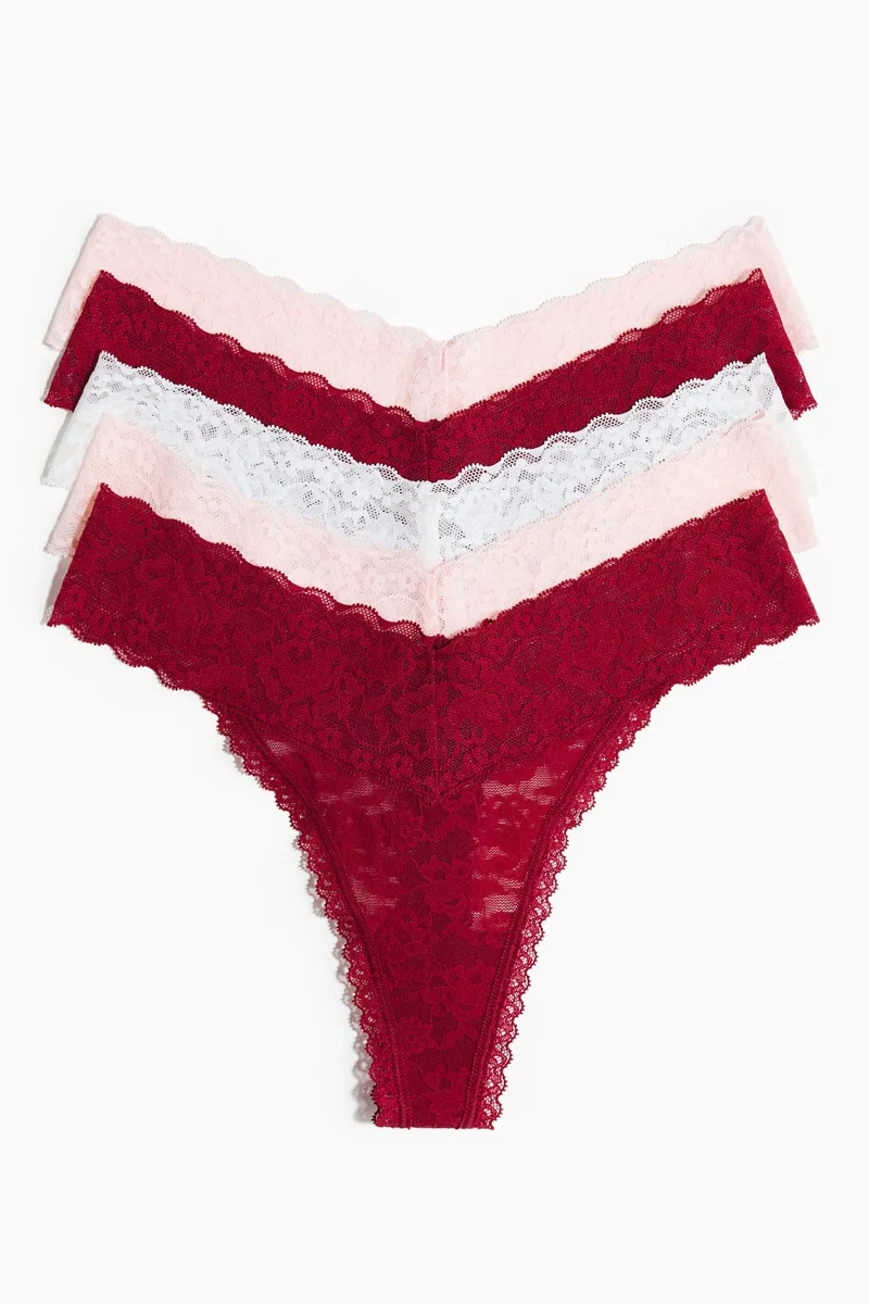 H&M 5-pack lace thong briefs