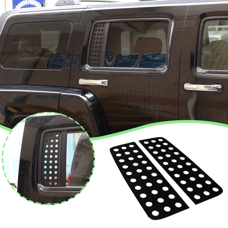 PIUGILH Car Rear Window Glass Panel Cover Decal Car Rear Window Glass Panel Trim for Hummer H3 20052009 2Pcs Honeycomb Deco