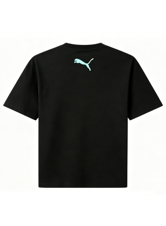 Puma "All in Good Time" 3D Cartoon Character Black Cotton T-Shirt-L - Image 4
