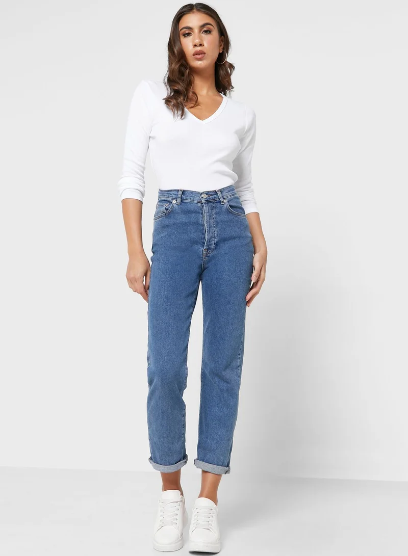 RIVER ISLAND V-Neck Ribbed Top