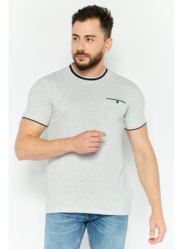 Men Crew Neck Short Sleeves Textured T-Shirt, Grey