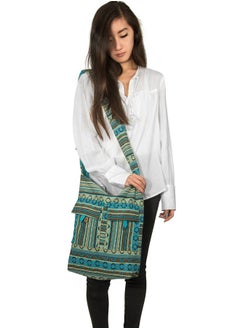 Tribe Azure Fair Trade Tribe Azure Fair Trade Women Tribe Azure Blue Aztec Canvas Large Hobo Cross Body Shoulder Sling Slouch Casual Shopping Market Bag  - Image 4