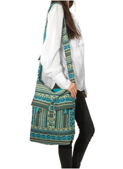 Tribe Azure Fair Trade Tribe Azure Fair Trade Women Tribe Azure Blue Aztec Canvas Large Hobo Cross Body Shoulder Sling Slouch Casual Shopping Market Bag  - Image 2