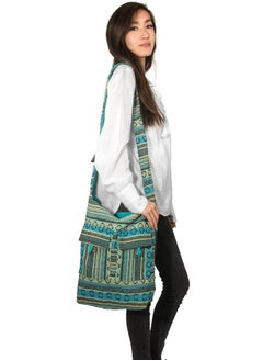 Tribe Azure Fair Trade Tribe Azure Fair Trade Women Tribe Azure Blue Aztec Canvas Large Hobo Cross Body Shoulder Sling Slouch Casual Shopping Market Bag  - Image 3