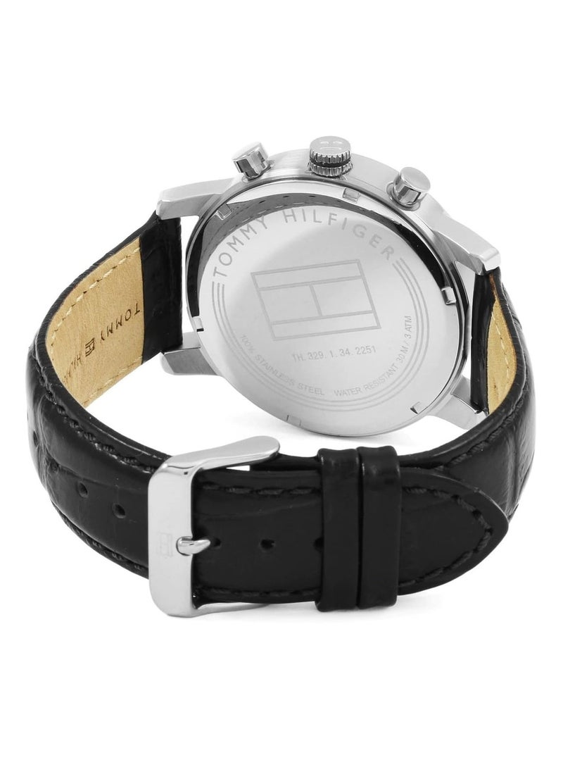TOMMY HILFIGER - Tommy Hilfiger Watch for Men, Quartz Movement, Analog Display, Black Leather Strap-1791401 - Image 1