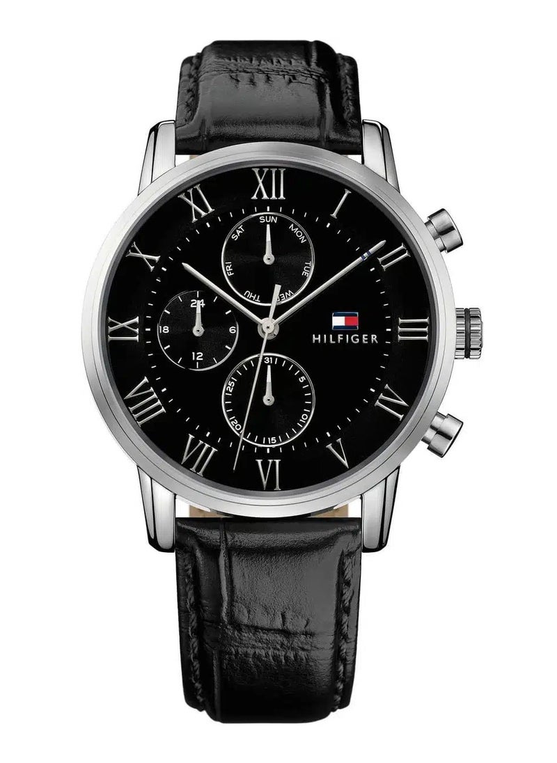 TOMMY HILFIGER - Tommy Hilfiger Watch for Men, Quartz Movement, Analog Display, Black Leather Strap-1791401 - Image 1