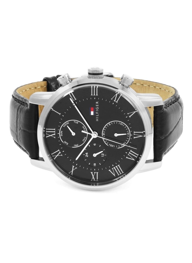 TOMMY HILFIGER - Tommy Hilfiger Watch for Men, Quartz Movement, Analog Display, Black Leather Strap-1791401 - Image 1