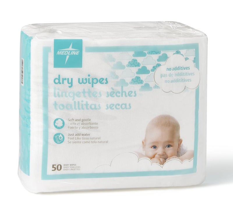 Medline Ultrasoft Disposable Dry Cleansing Cloths FragranceFree 10 x 13 inches 50 per Bag One Bag - Image 2