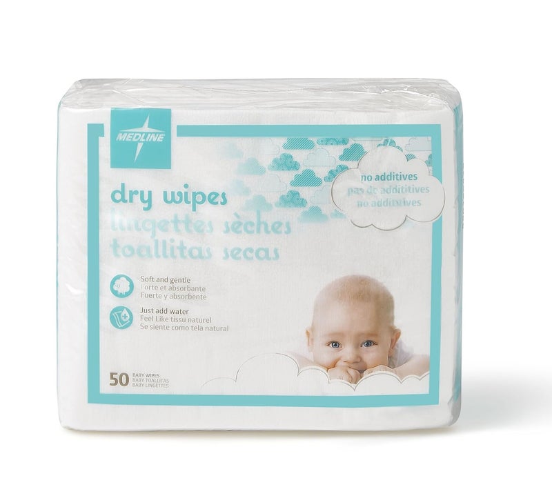 Medline Ultrasoft Disposable Dry Cleansing Cloths FragranceFree 10 x 13 inches 50 per Bag One Bag - Image 1