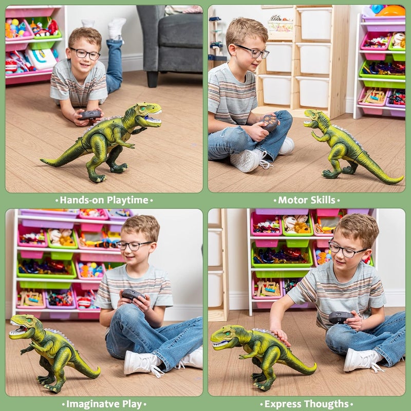 JOYIN LED Light Up Remote Control Dinosaur Walking and Roaring Realistic T-Rex Dinosaur Toys with Glowing Eyes, Walking Movement, Shaking Head For Toddlers Boys Girls - Image 4