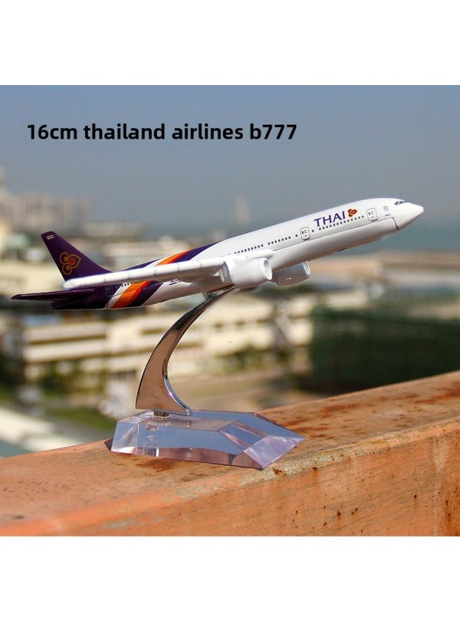 Metal 16cm B747 Civil Airliner Small Plane Model Boeing 737 Model Children's Toy Ornaments-Color:Thai Airways B777  - Image 1