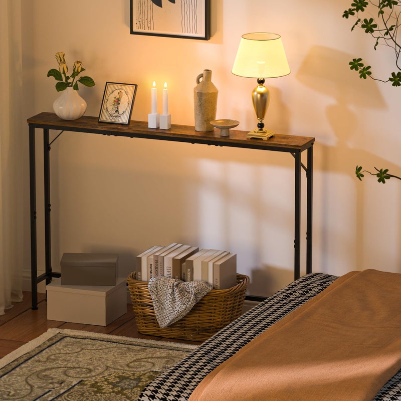 Vantimo 47.2" Console Table, Narrow Entryway Table, Skinny Sofa Table, Behind Couch Table, Long Skinny Table, DisplayTable for Entryway, Living Room, Foyer, Corridor, Office, Rustic Brown - Image 3