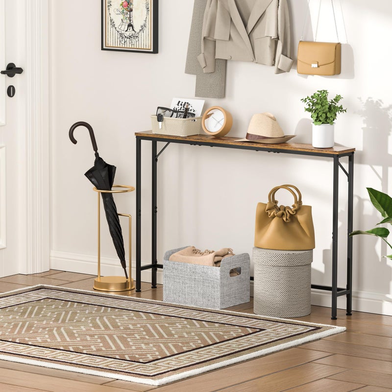 Vantimo 47.2" Console Table, Narrow Entryway Table, Skinny Sofa Table, Behind Couch Table, Long Skinny Table, DisplayTable for Entryway, Living Room, Foyer, Corridor, Office, Rustic Brown - Image 5