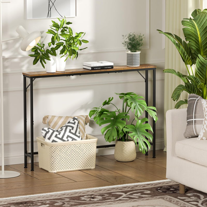 Vantimo 47.2" Console Table, Narrow Entryway Table, Skinny Sofa Table, Behind Couch Table, Long Skinny Table, DisplayTable for Entryway, Living Room, Foyer, Corridor, Office, Rustic Brown - Image 4
