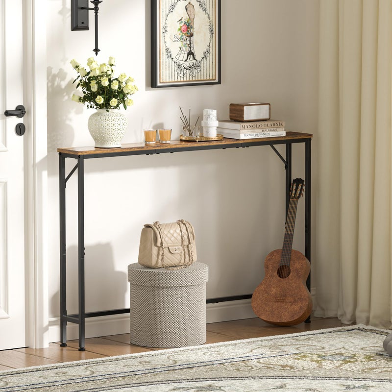 Vantimo 47.2" Console Table, Narrow Entryway Table, Skinny Sofa Table, Behind Couch Table, Long Skinny Table, DisplayTable for Entryway, Living Room, Foyer, Corridor, Office, Rustic Brown - Image 2