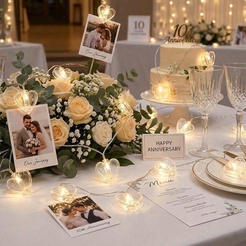 9.85Ft 20 Heart-Shaped Photo String with Clips for Hanging Pictures | Clear Photo Clip Lights for Indoor/Outdoor Wall Bedroom Wedding Birthday Party Home Decorations (Heart) - Image 2